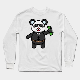 Sticker and Label Of Cute Baby Businessman Panda Long Sleeve T-Shirt